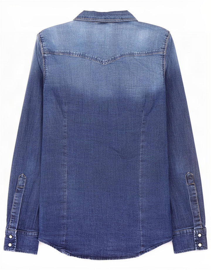 Zara Dame Denim Shirt UK 12 Medium Blue