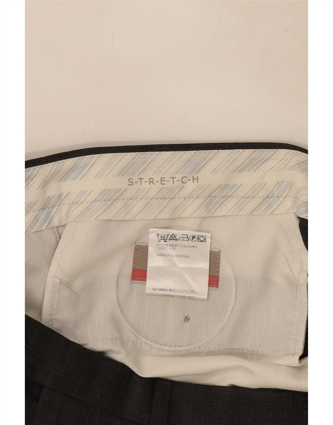 Marks & Spencer Herre Stretch Pegged Suit Bukser W36 L31 Grå Polyester