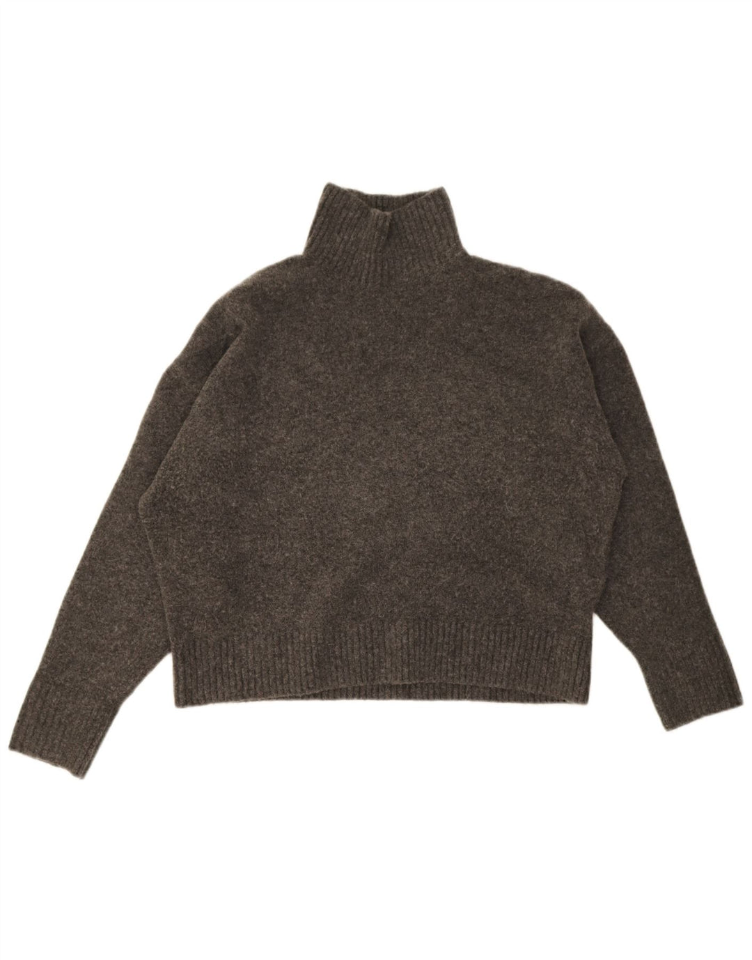 Zara Dame Oversized Roll Neck Jumper Sweater UK 14 Medium Grey Flecked