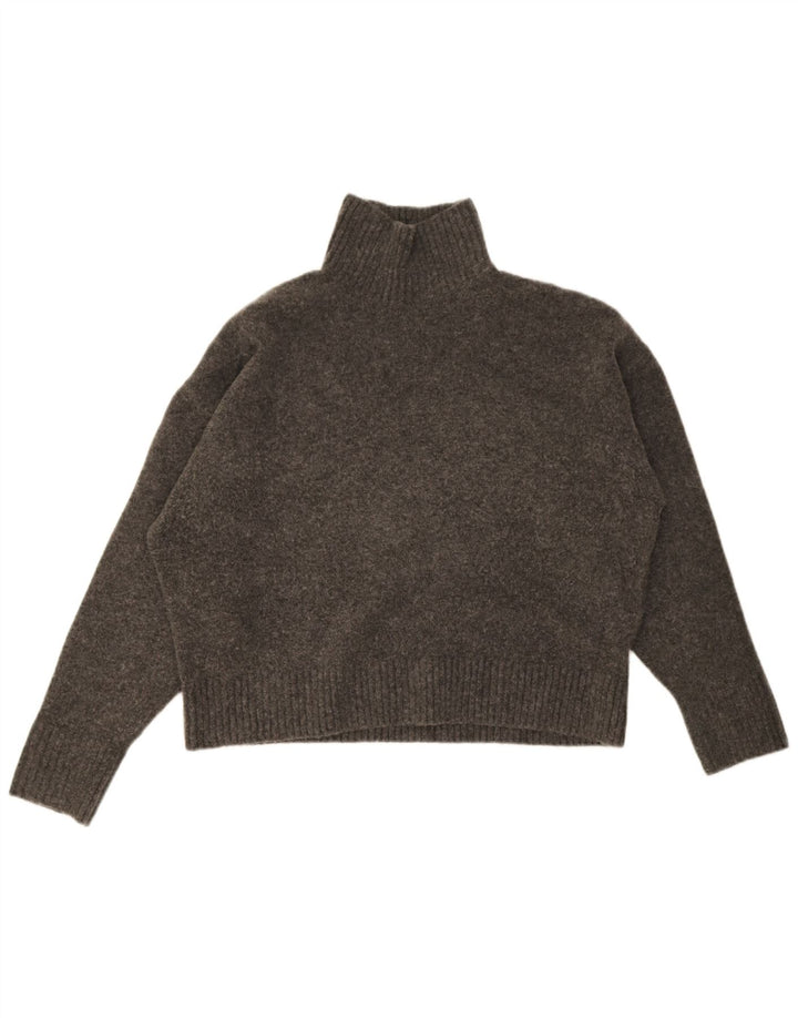 Zara Dame Oversized Roll Neck Jumper Sweater UK 14 Medium Grey Flecked