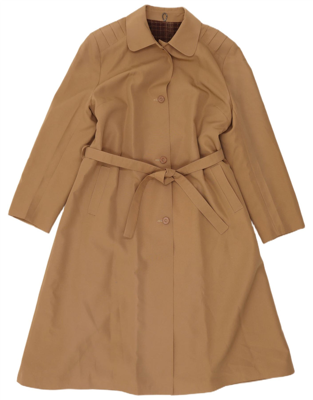 Vintage kvinders trenchcoat UK 14 medium brun polyester klassisk