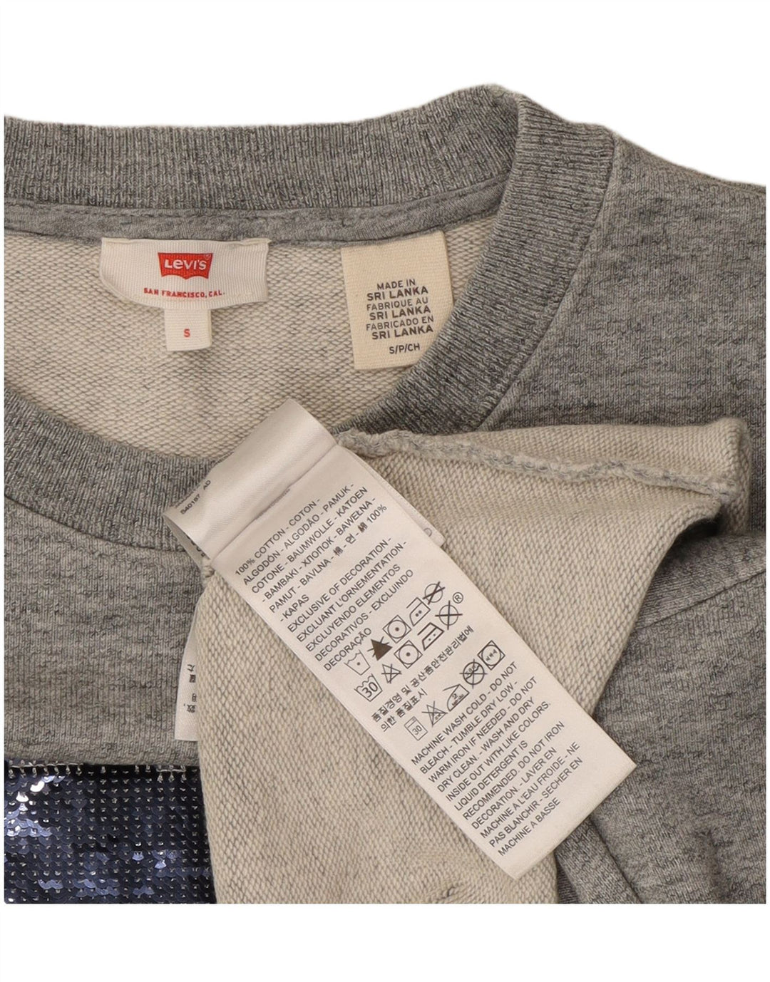 Levi's Womens Crop Oversized Sweatshirt Jumper UK 10 Small Grey Bomuld