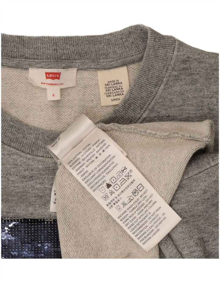 Levi's Womens Crop Oversized Sweatshirt Jumper UK 10 Small Grey Bomuld