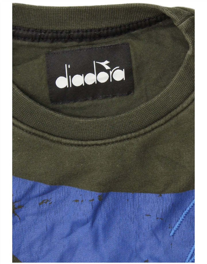 DIADORA Grafisk sweatshirt til mænd, lille Khaki