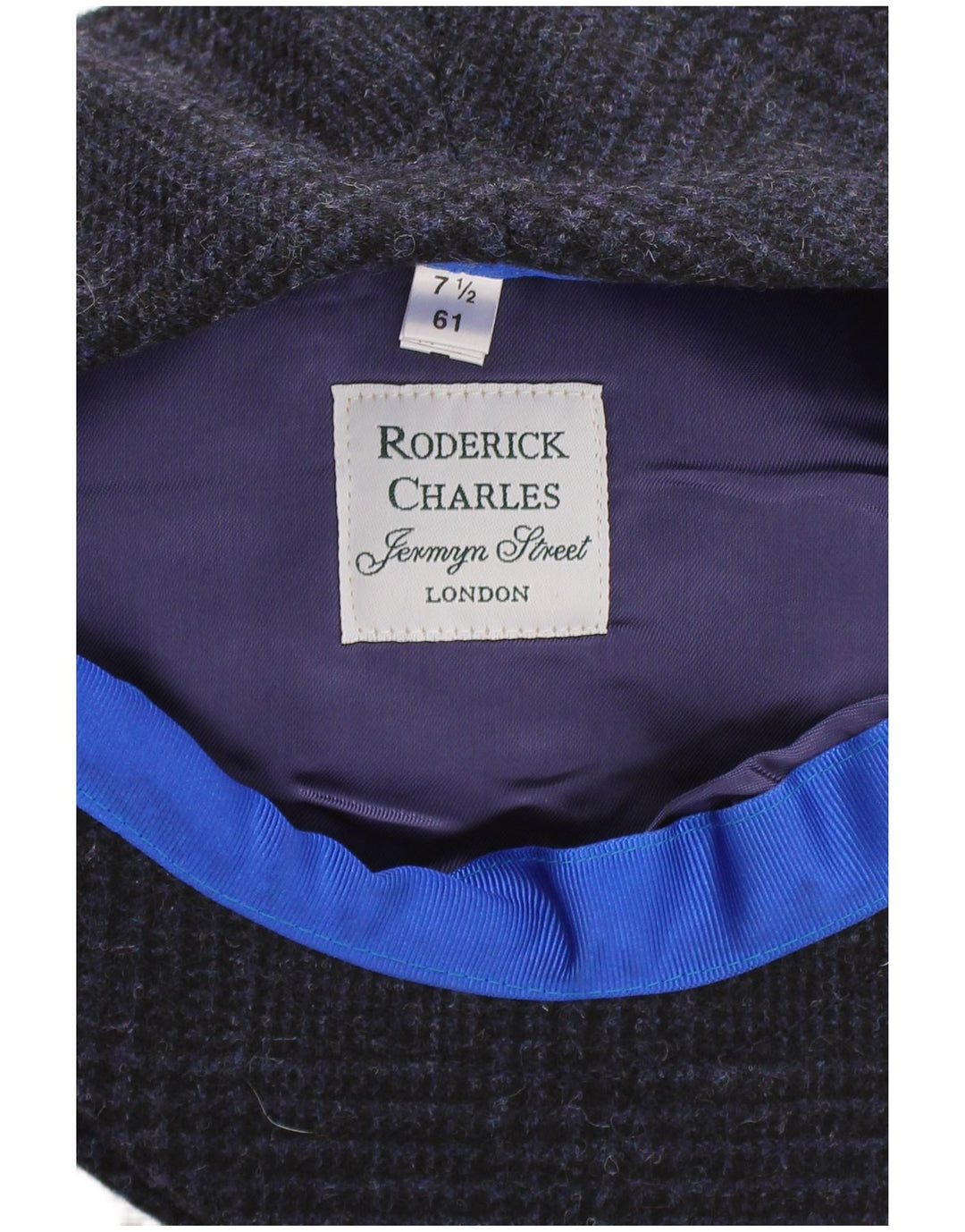 Roderick Charles Herre Flat Cap XL Marineblå Ternet Uld Classic