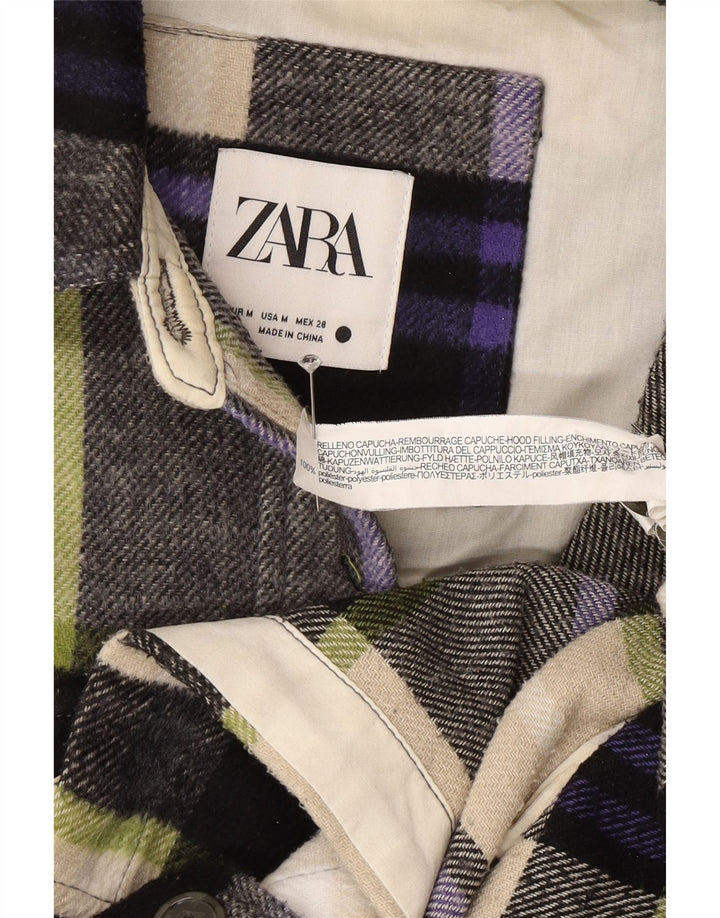 Zara Dame Oversized Langærmet Skjortekjole UK 14 Medium Flerfarvet