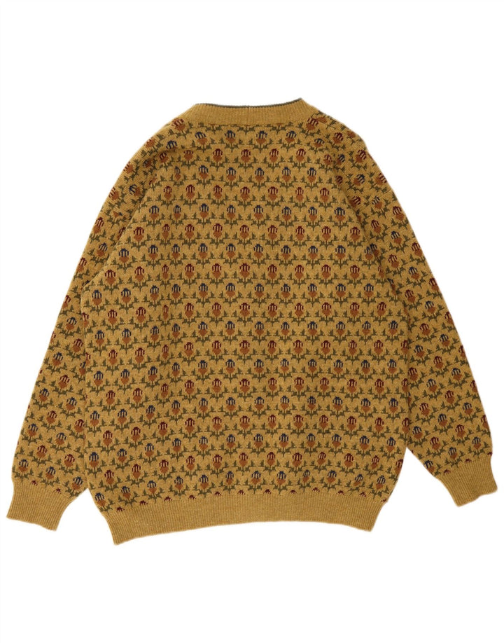 Gerani Herre Cardigan Sweater Stor Beige Blomsteruld
