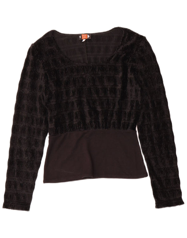 Vintage Dame Bluse Top UK 10 Small Black