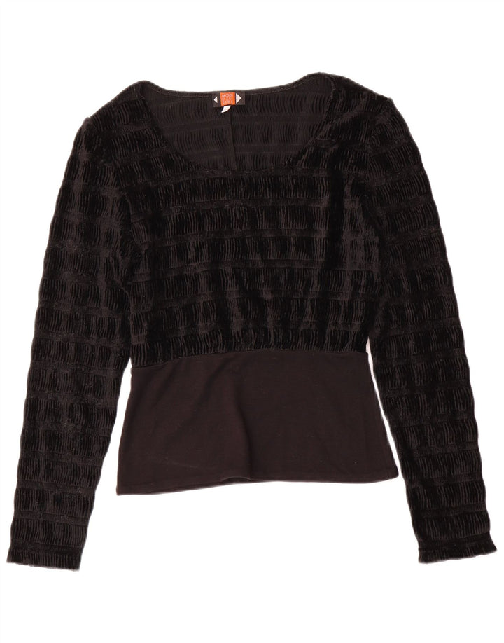 Vintage Dame Bluse Top UK 10 Small Black