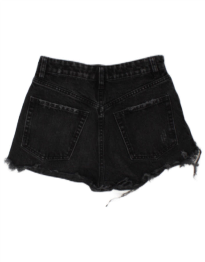 Zara Womens Distressed Denim Shorts EU 34 2XS W24 Grå