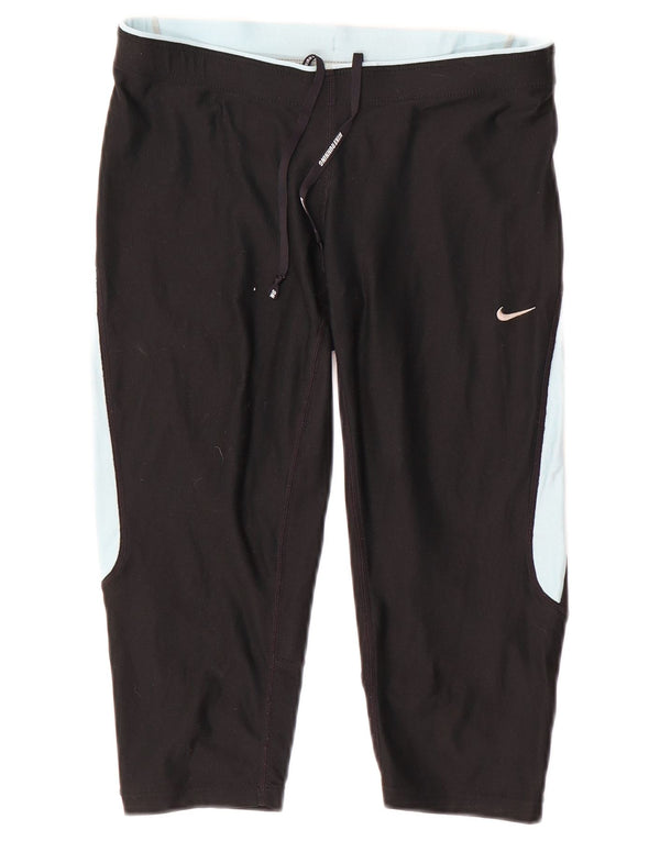 Nike Dame Capri Leggings UK 10 Small Black Colourblock