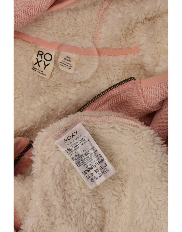 Roxy Dame Sherpa Hættetrøje Sweater UK 16 Large Pink Polyester