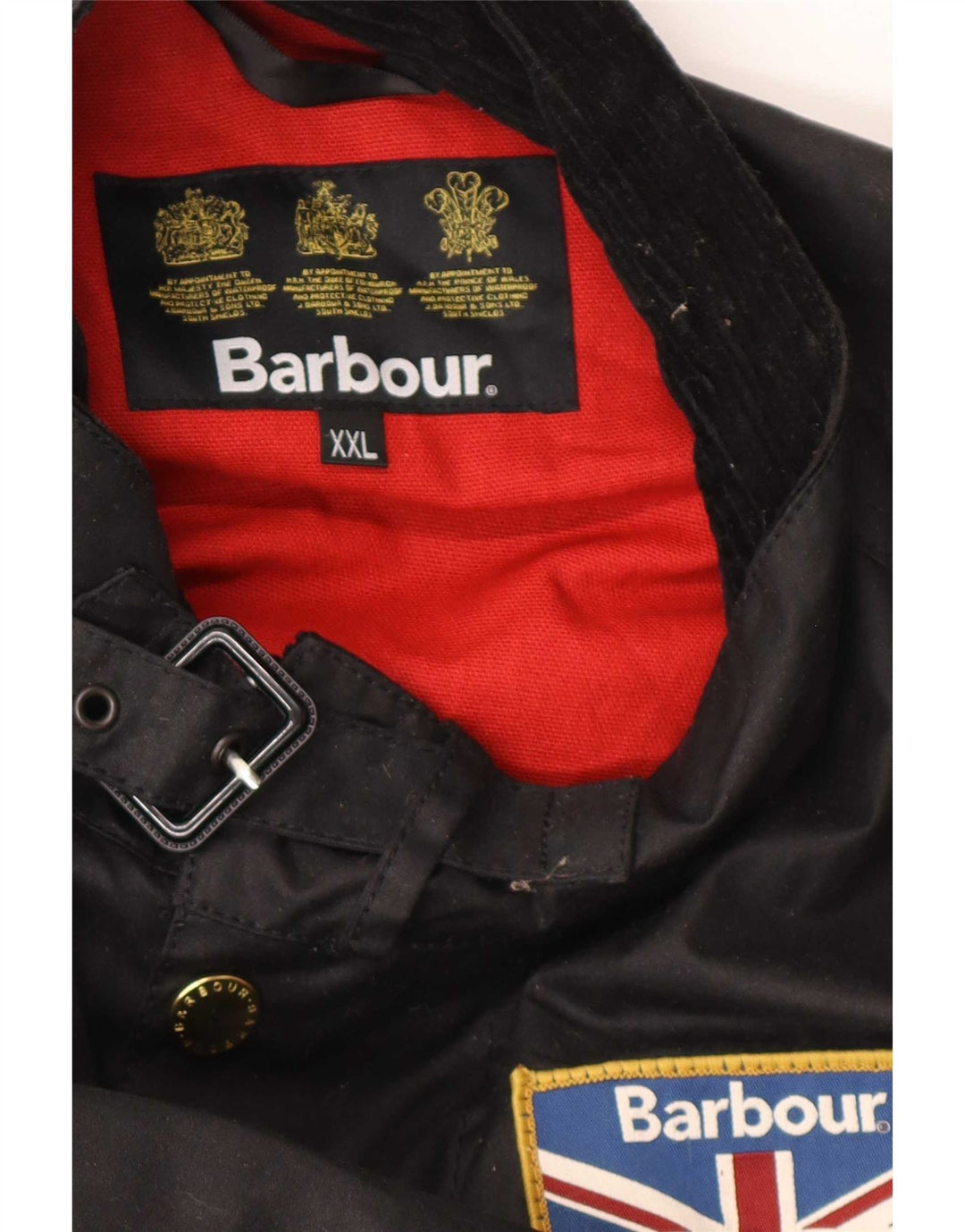 Barbour Herre vokset bomuldsjakke UK 44 2XL Sort bomuld