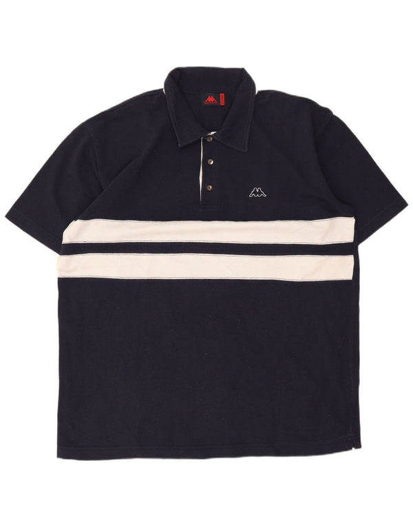 Kappa Polo Shirt til mænd XL Marineblå Colourblock Bomuld