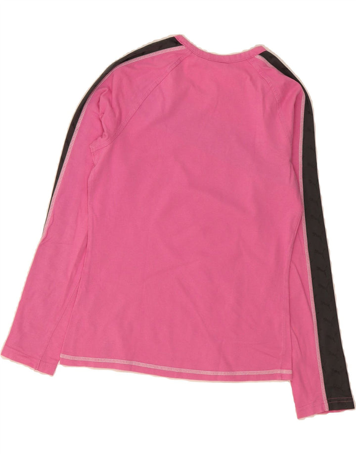 PUMA Womens Top Long Sleeve UK 12 Medium Pink Colourblock Cotton Vintage Puma and Second-Hand Puma from Messina Hembry 