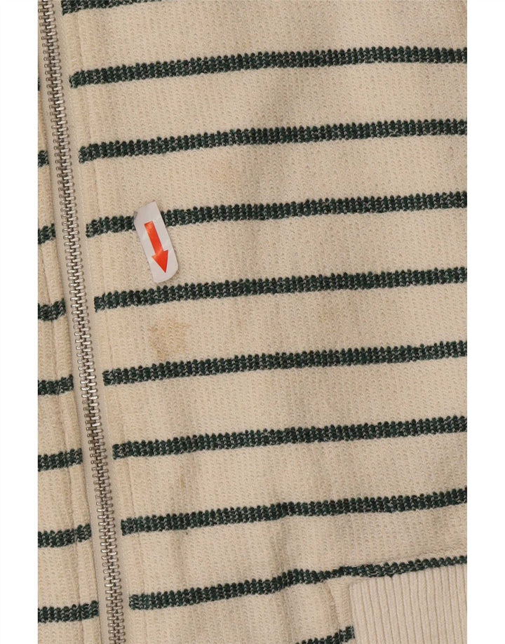 Zara Herre cardigan sweater Medium hvid stribet bomuld
