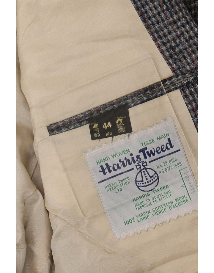 Harris Tweed Herre Regular Fit Blazer Jacket Størrelse 44 Large Blue Houndstooth
