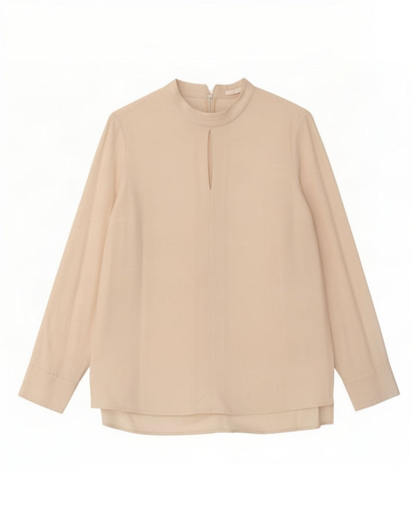 Hugo Boss Dame Langærmet Bluse Top UK 12 Medium Off White Acetate