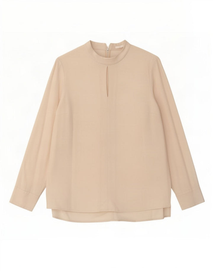 Hugo Boss Dame Langærmet Bluse Top UK 12 Medium Off White Acetate