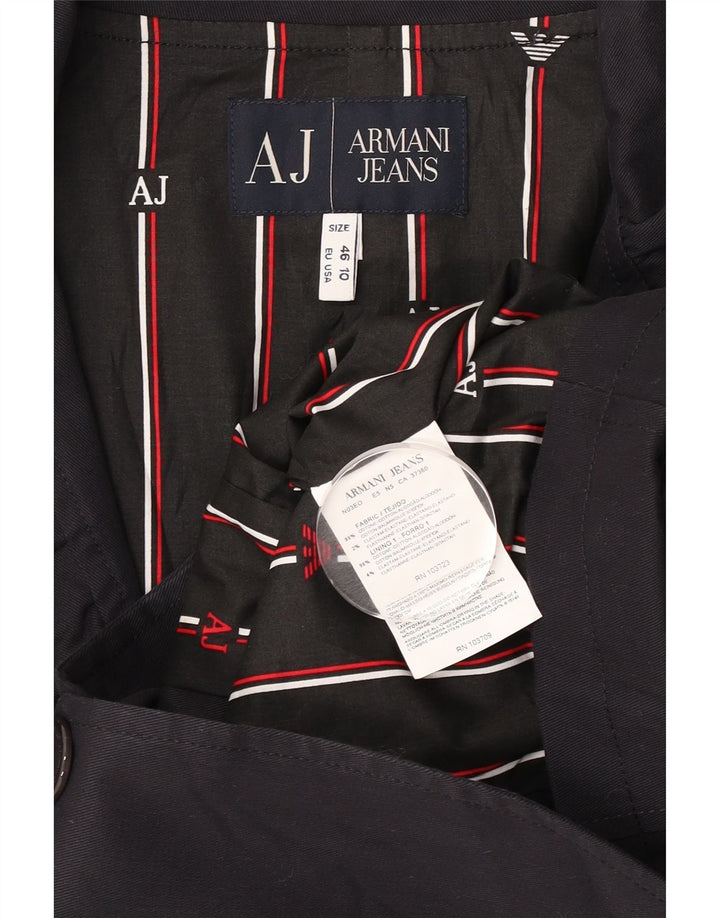 Armani Jeans Dame Crop 1 Knap Blazer Jacket US 10 Large Navy Blue