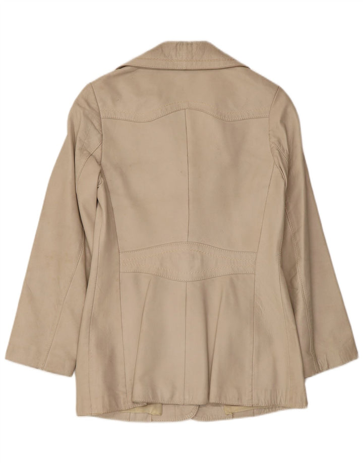 Vintage læderjakke til kvinder UK 10 Small Beige