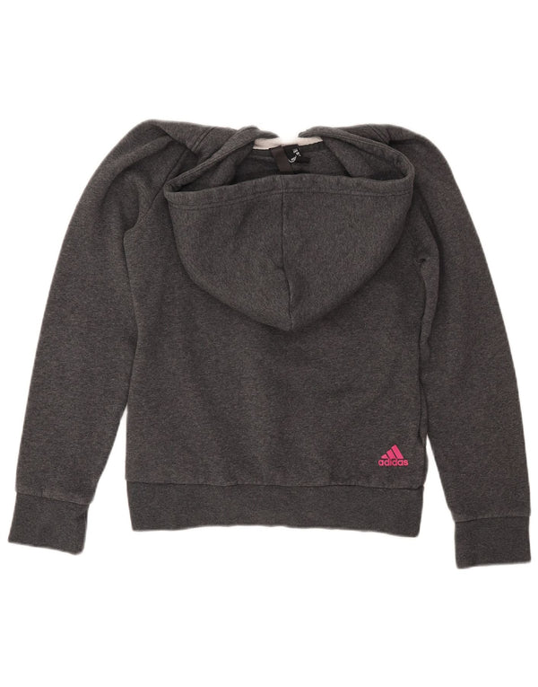 ADIDAS grafisk hættetrøje til kvinder UK 8/10 lille grå bomuld