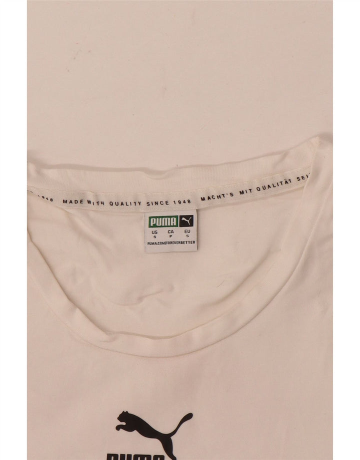 Puma Dame Crop Graphic T-Shirt Top UK 8 Small White