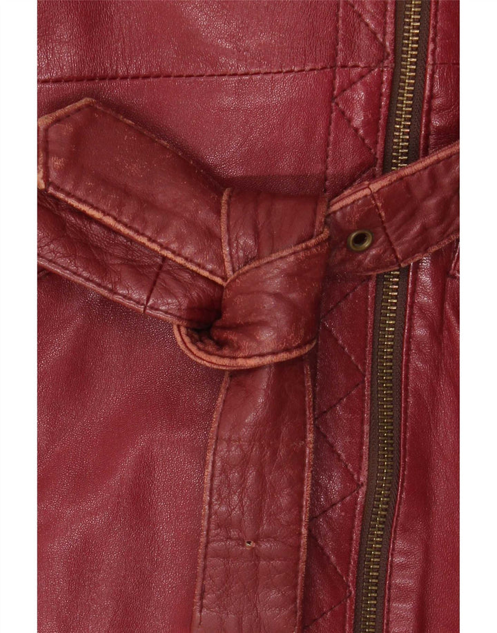 Vintage dame bikerjakke i overdimensioneret læder EU 38 Medium Burgundy