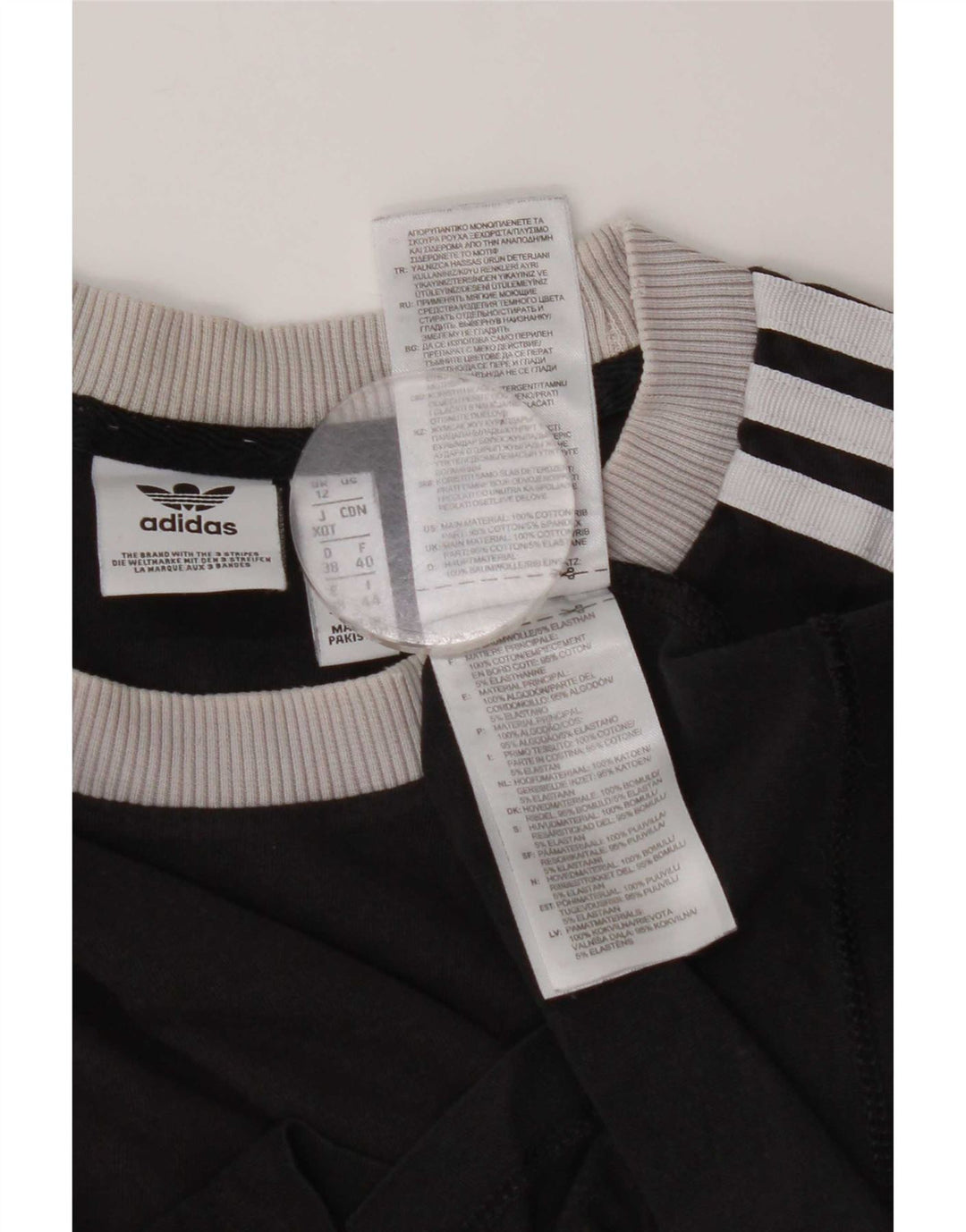 Adidas Dame T-Shirt Top UK 12 medium sort bomuld