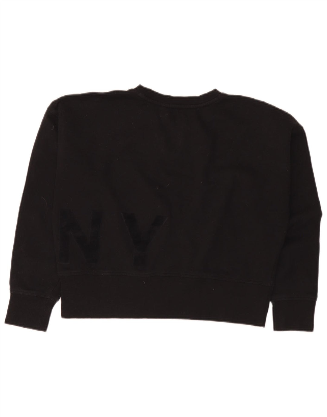 Dkny Womens Oversized Crop Graphic Sweatshirt Jumper UK 10 Small Black