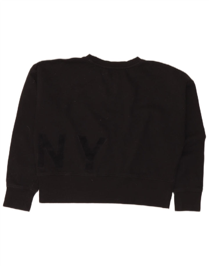 Dkny Womens Oversized Crop Graphic Sweatshirt Jumper UK 10 Small Black