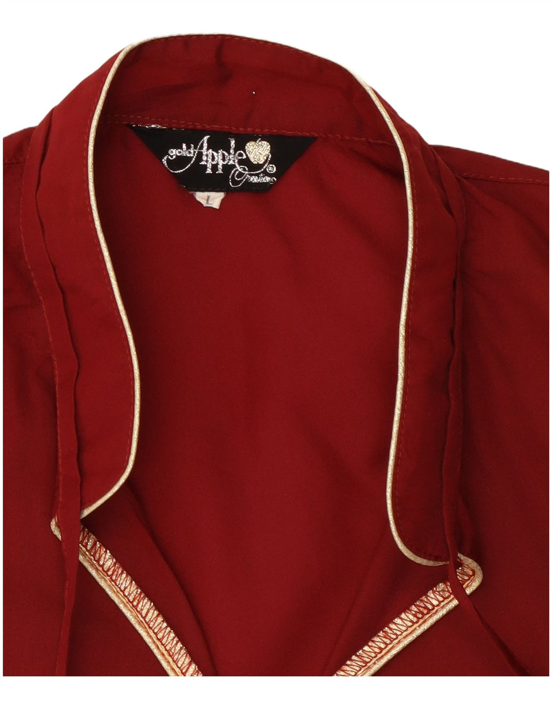 Vintage Dame Langærmet Bluse Top UK 16 Large Burgundy Polyester