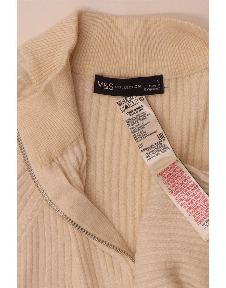 Marks & Spencer Dame Oversized Zip Neck Jumper Sweater UK 10 Small Beige