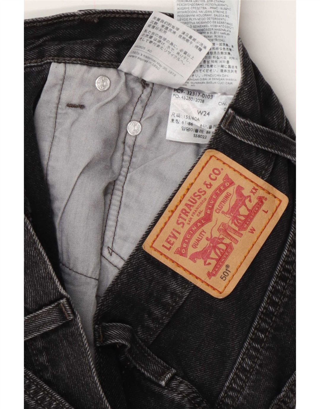 Levi's Womens 501 denimshorts W24 XS Grå bomuld