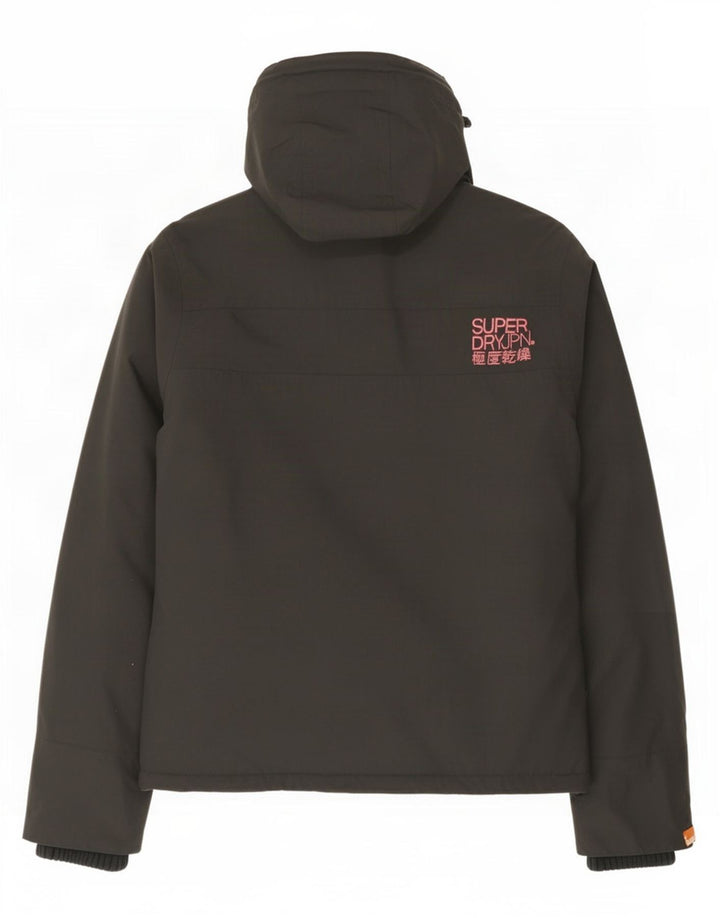 Superdry vindjakke med hætte til kvinder UK 14 mellemgrå nylon