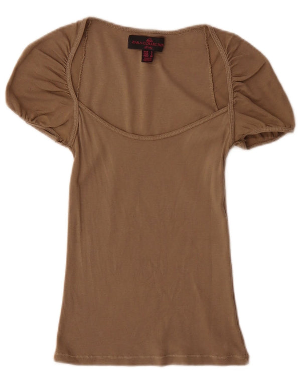 Zara Dame Bluse Top UK 8 Small Grå