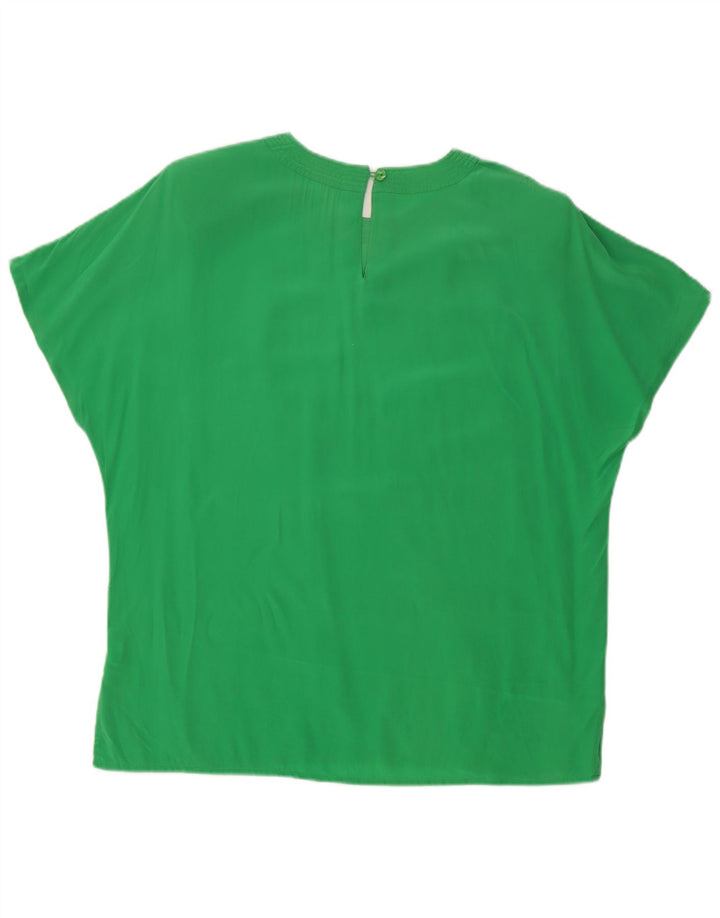 Vintage Dame Bluse Top UK 16 Large Green Silk