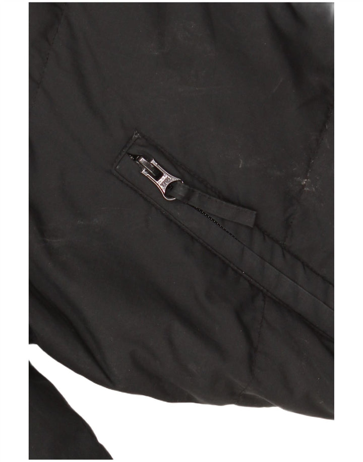 ADIDAS Dame Oversized hættepolstret jakke UK 10 Lille sort polyester