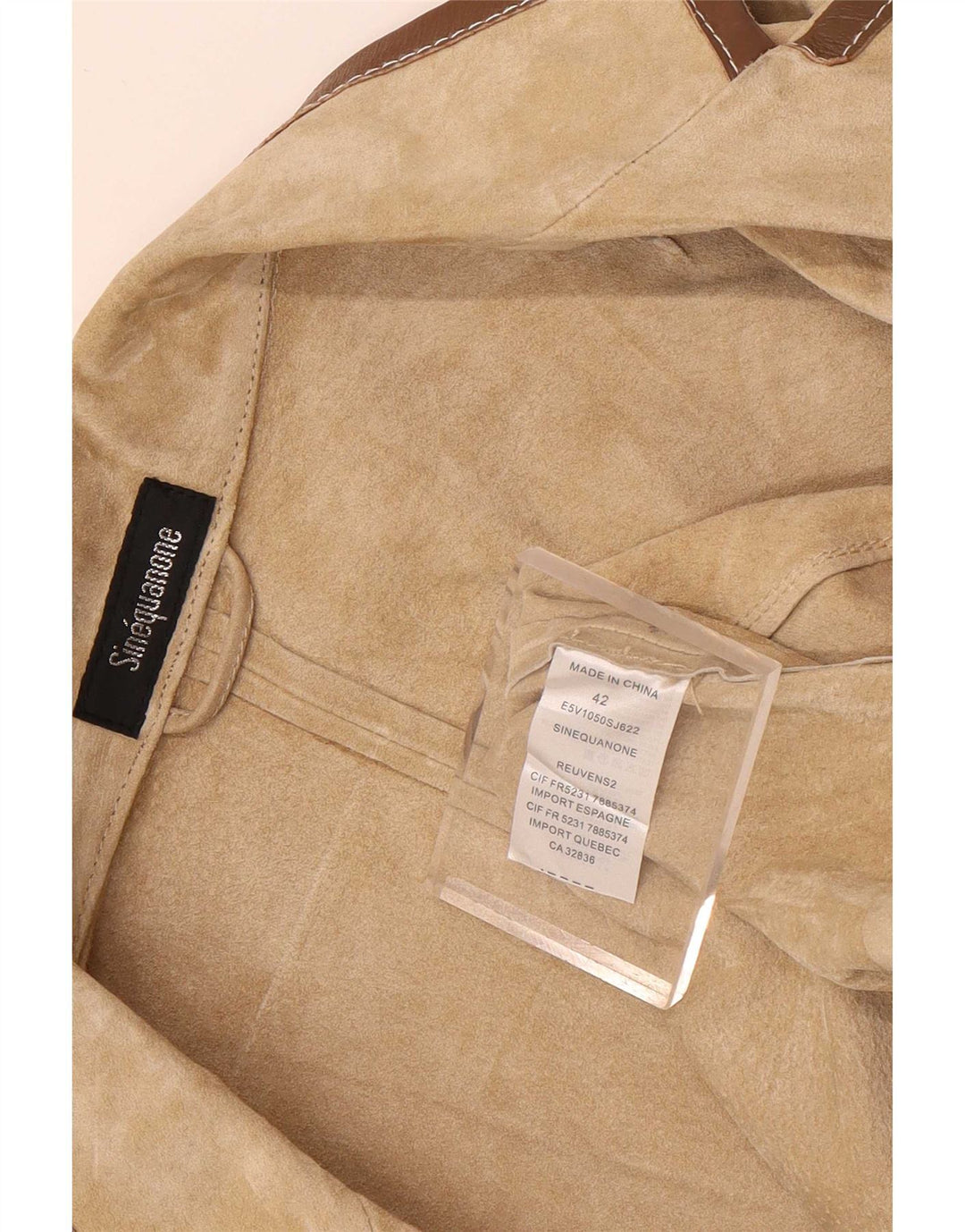 Sinequanone Dame 3/4 ærmet ruskind Bolero jakke IT 42 Medium Beige