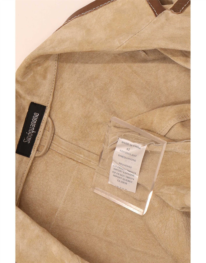 Sinequanone Dame 3/4 ærmet ruskind Bolero jakke IT 42 Medium Beige
