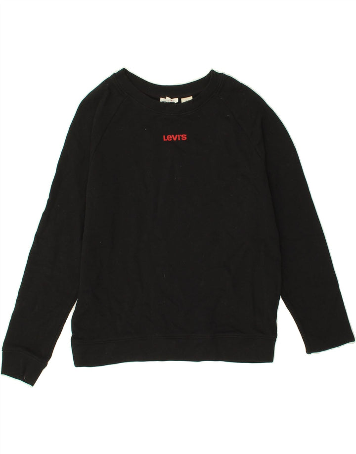 LEVI'S Womens Oversized Graphic Sweatshirt Jumper UK 10 Small Black Cotton Vintage Levi's and Second-Hand Levi's from Messina Hembry 