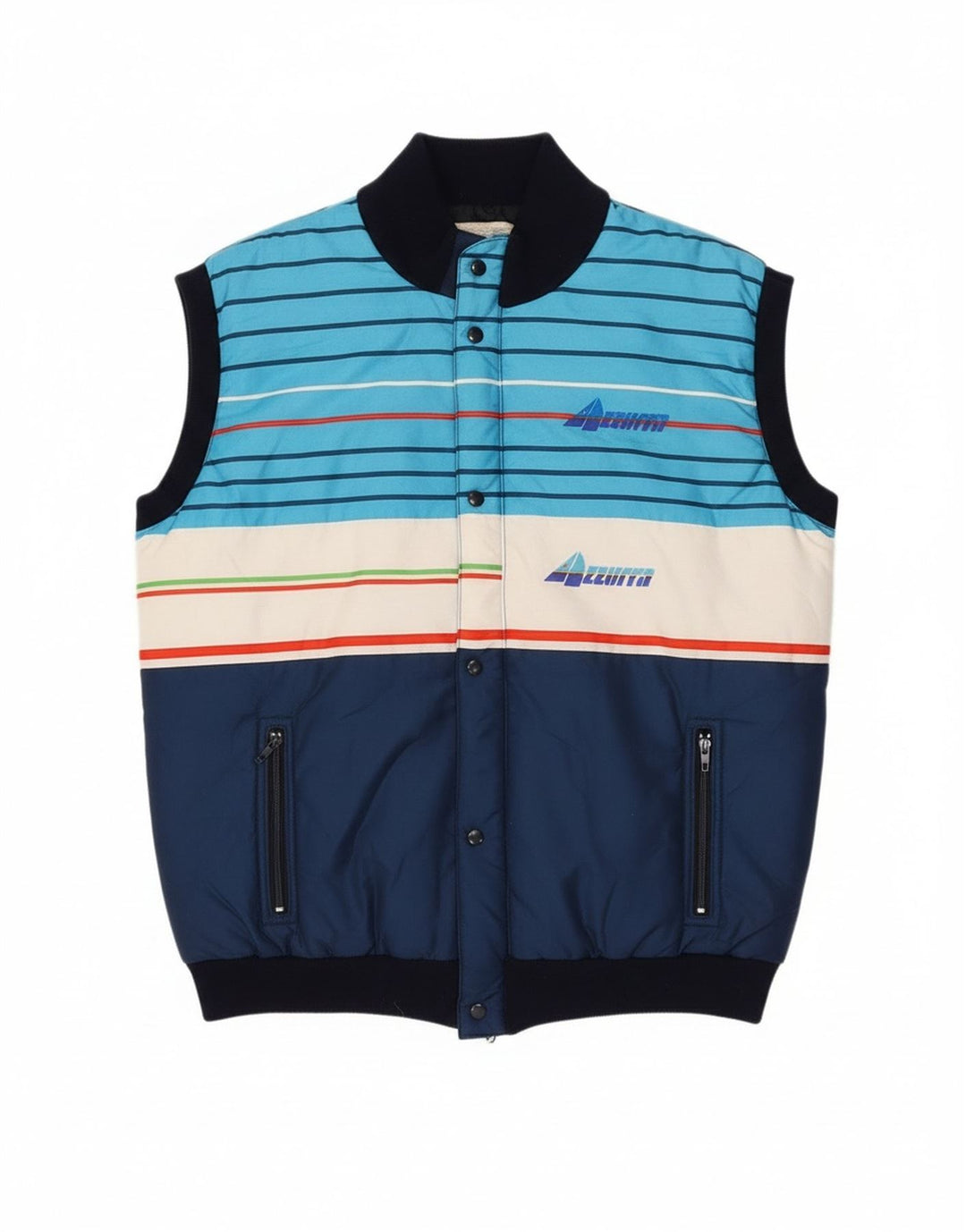 Azzurra Herre Polstret Gilet UK 40 Large Navy Blue Colourblock