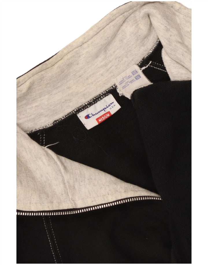 Champion Herre Grafisk Zip Neck Sweatshirt Jumper Medium Sort Bomuld