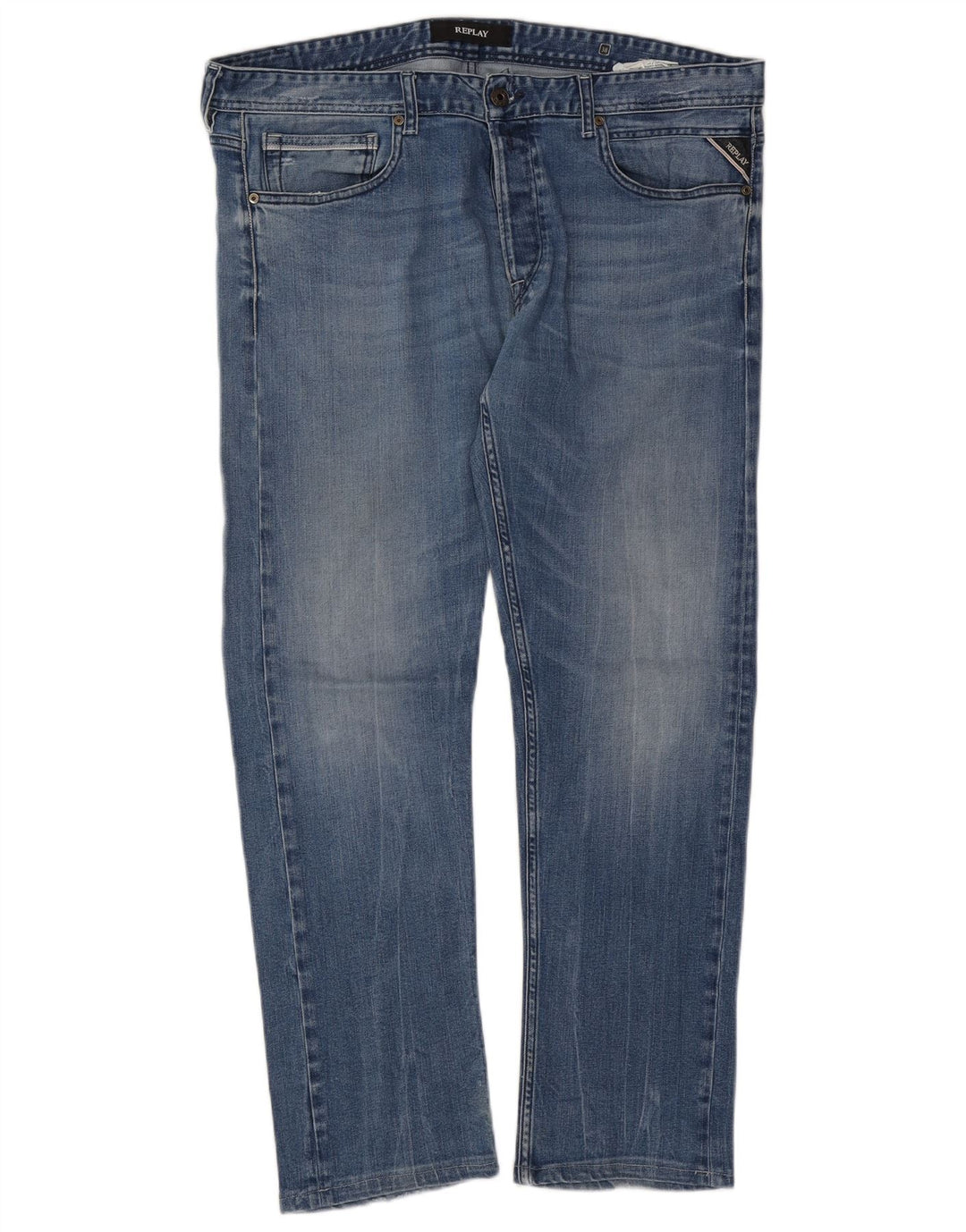 REPLAY Herre Straight Jeans W38 L29 Blå Bomuld