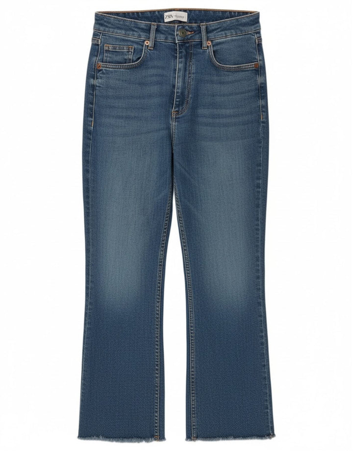 Zara Womens Crop Bootcut Jeans EU 38 Small W28 L26 Blue