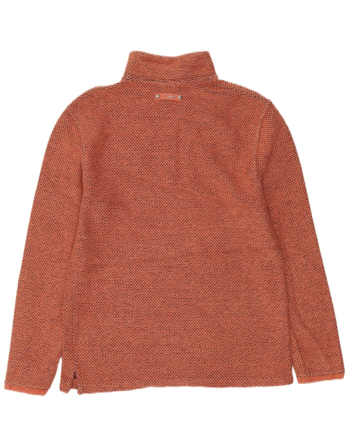 Weird Fish Herre Zip Neck Sweatshirt Jumper Small Orange Flecked Bomuld