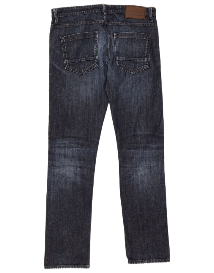 Hugo Boss Straight Jeans til mænd W33 L32 Marineblå bomuld