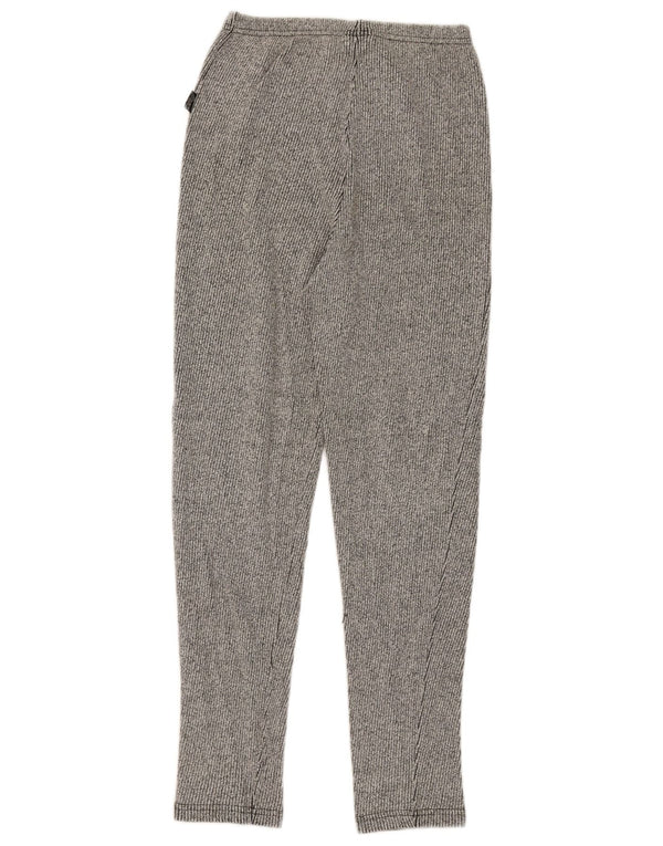 Asics Womens Leggings UK 14 Large Grey Pinstripe