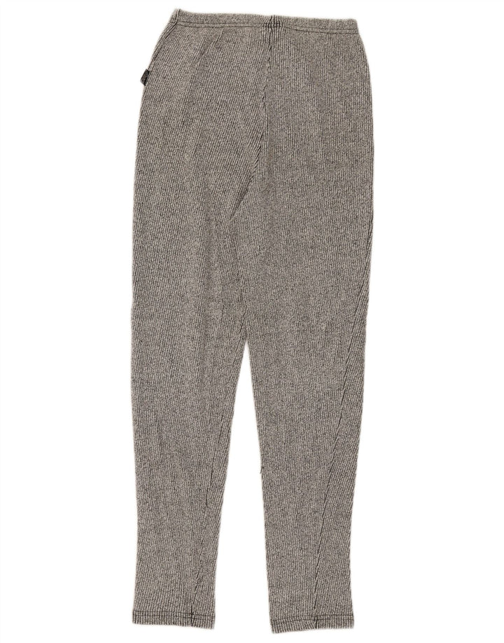 Asics Womens Leggings UK 14 Large Grey Pinstripe