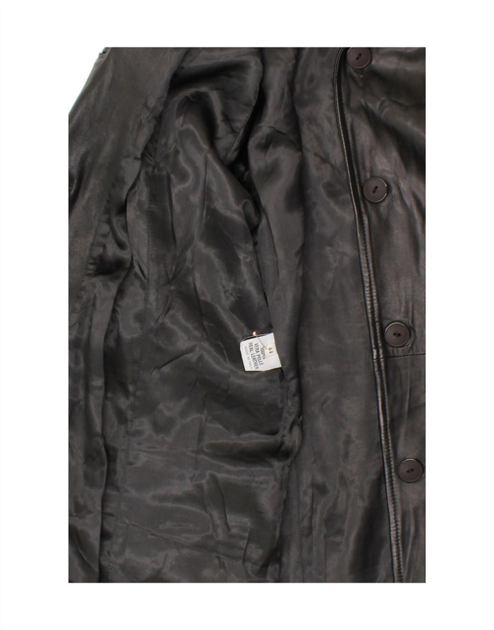 VINTAGE Womens Leather Coat IT 44 Medium Black Leather Vintage Vintage and Second-Hand Vintage from Messina Hembry 